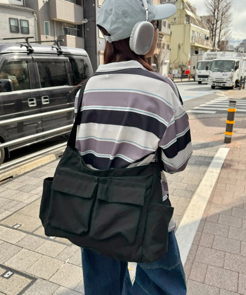 アジャスター付きメニーポケットキャンバスショルダー | LO1231746 | ブラック