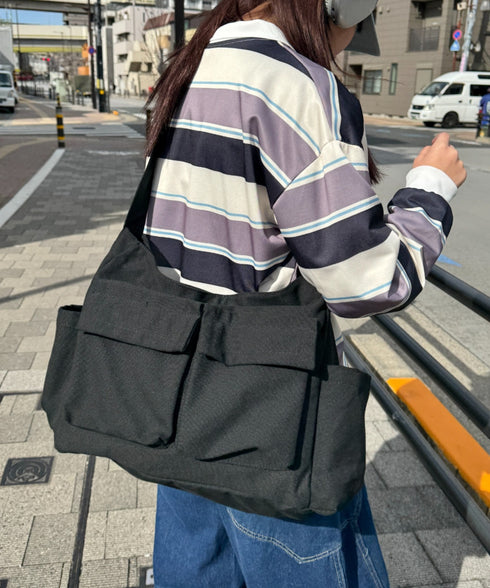 アジャスター付きメニーポケットキャンバスショルダー | LO1231746 | ブラック