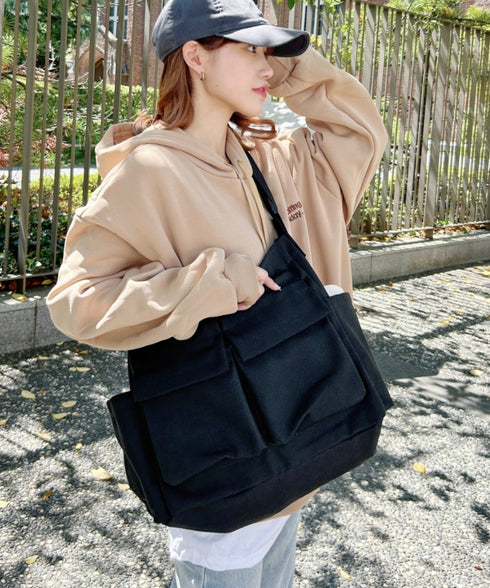 アジャスター付きメニーポケットキャンバスショルダー | LO1231746 | ブラック