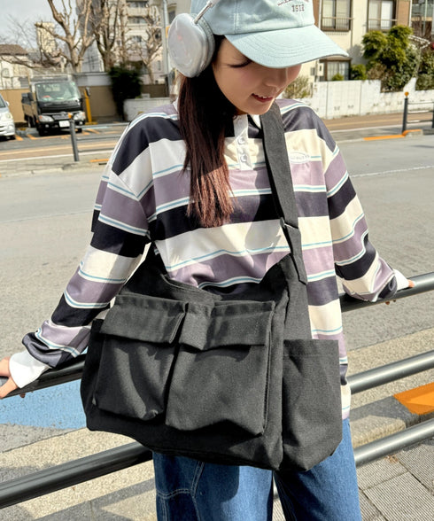 アジャスター付きメニーポケットキャンバスショルダー | LO1231746 | ブラック