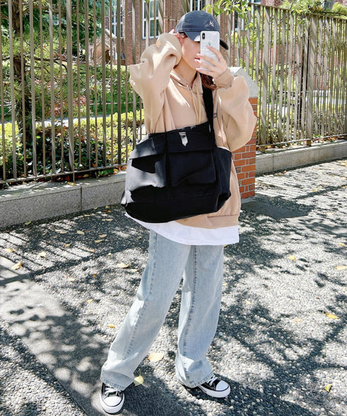 アジャスター付きメニーポケットキャンバスショルダー | LO1231746 | ブラック