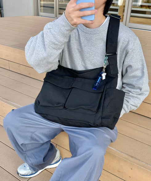 アジャスター付きメニーポケットキャンバスショルダー | LO1231746 | ブラック