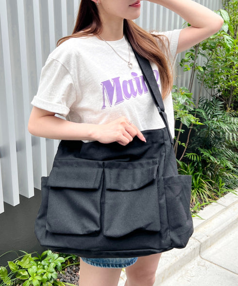 アジャスター付きメニーポケットキャンバスショルダー | LO1231746 | ブラック