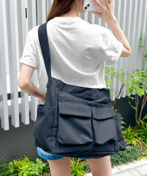 アジャスター付きメニーポケットキャンバスショルダー | LO1231746 | ブラック