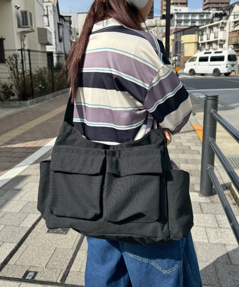 アジャスター付きメニーポケットキャンバスショルダー | LO1231746 | ブラック