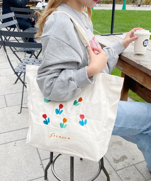 【A4収納可】フラワー刺繍トートバッグ | WOMEN | WR1231048 | アイボリー