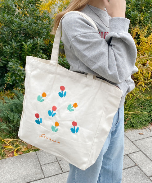 【A4収納可】フラワー刺繍トートバッグ | WOMEN | WR1231048 | アイボリー