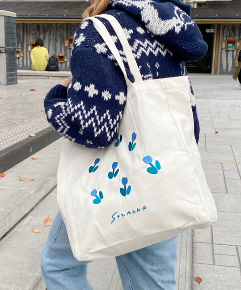 【A4収納可】フラワー刺繍トートバッグ | WOMEN | WR1231048 | ブルー