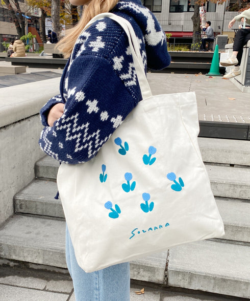 【A4収納可】フラワー刺繍トートバッグ | WOMEN | WR1231048 | ブルー