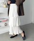 3段ティアードフリル カンカンロング丈スカート | CL2232304 | ホワイト
