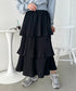 3段ティアードフリル カンカンロング丈スカート | CL2232304 | ブラック