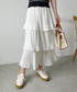3段ティアードフリル カンカンロング丈スカート | CL2232304 | ホワイト
