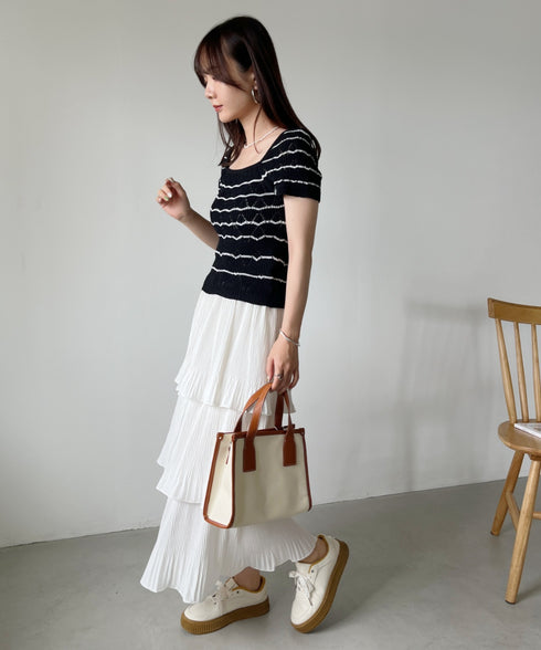 3段ティアードフリル カンカンロング丈スカート | CL2232304 | ホワイト