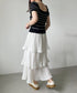 3段ティアードフリル カンカンロング丈スカート | CL2232304 | ホワイト