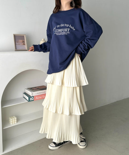 3段ティアードフリル カンカンロング丈スカート | CL2232304 | アイボリー