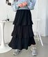 3段ティアードフリル カンカンロング丈スカート | CL2232304 | ブラック