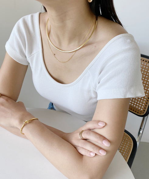 メタルラウンド レイヤード チョーカー ネックカフ | MD4231013 | シルバー