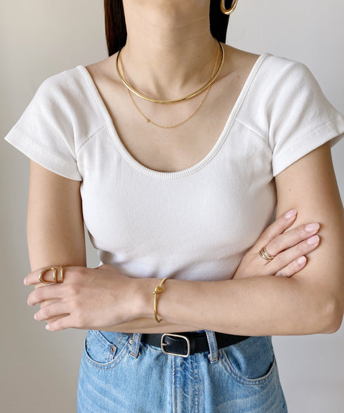 メタルラウンド レイヤード チョーカー ネックカフ | MD4231013 | シルバー