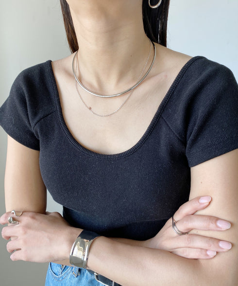 メタルラウンド レイヤード チョーカー ネックカフ | MD4231013 | シルバー