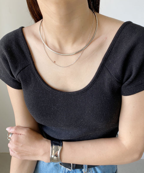 メタルラウンド レイヤード チョーカー ネックカフ | MD4231013 | シルバー