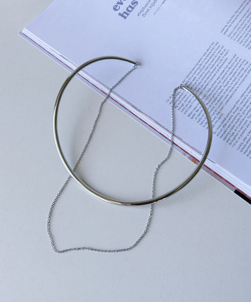 メタルラウンド レイヤード チョーカー ネックカフ | MD4231013 | シルバー