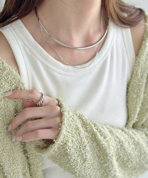 メタルラウンド レイヤード チョーカー ネックカフ | MD4231013 | シルバー