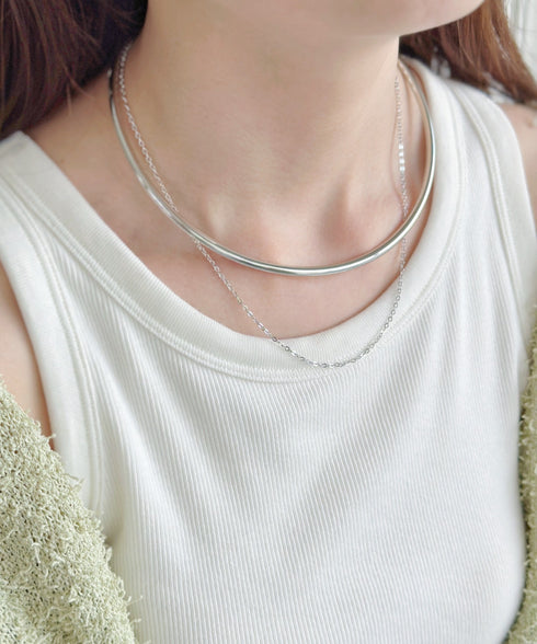 メタルラウンド レイヤード チョーカー ネックカフ | MD4231013 | シルバー