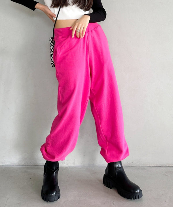 【S ~XXLサイズ対応】カラー ワイド ルーズ ビッグ オーバーサイズ スウェットパンツ | IM2232021 | ピンク