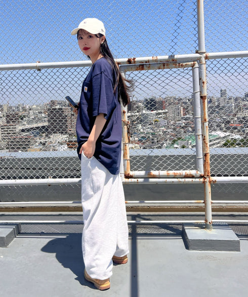 【S ~XXLサイズ対応】カラー ワイド ルーズ ビッグ オーバーサイズ スウェットパンツ | IM2232021 | オートミール