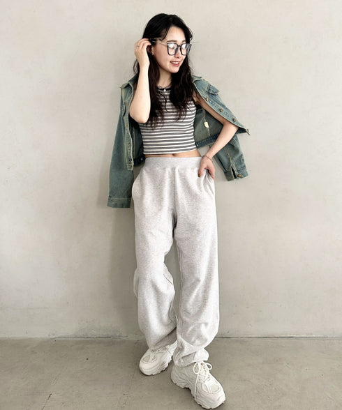 【S ~XXLサイズ対応】カラー ワイド ルーズ ビッグ オーバーサイズ スウェットパンツ | IM2232021 | オートミール