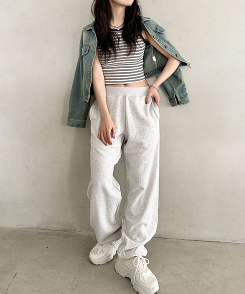 【S ~XXLサイズ対応】カラー ワイド ルーズ ビッグ オーバーサイズ スウェットパンツ | IM2232021 | オートミール