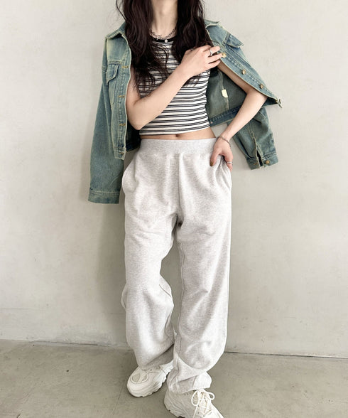 【S ~XXLサイズ対応】カラー ワイド ルーズ ビッグ オーバーサイズ スウェットパンツ | IM2232021 | オートミール