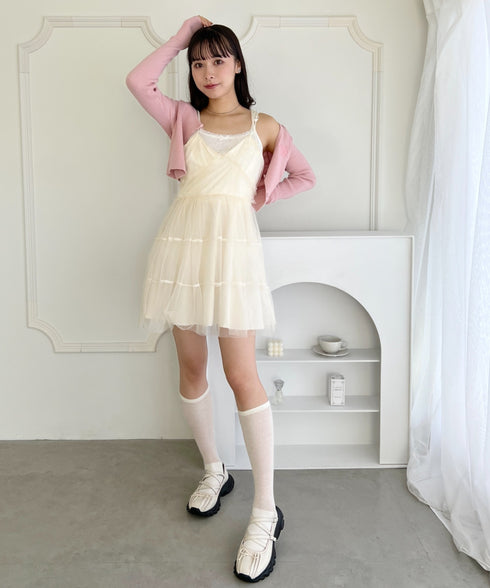チュールティアードミニキャミワンピース | LO2233022 | アイボリー