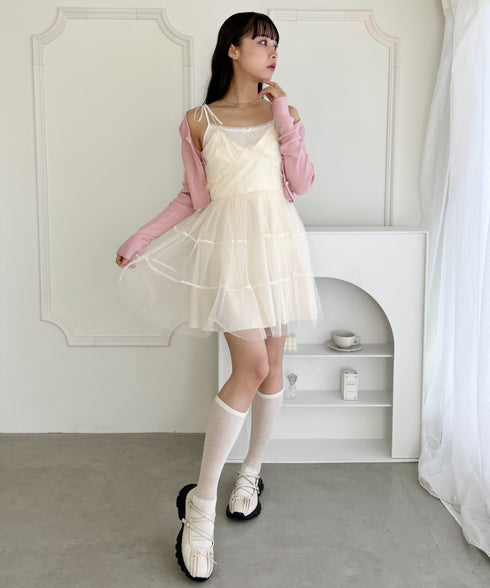 チュールティアードミニキャミワンピース | LO2233022 | アイボリー