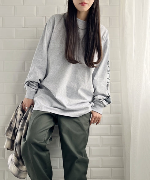 Carhartt(カーハート)/袖ロゴ ロンT USA規格 ルーズフィット ヘビーウェイト 6.75Oz ビッグサイズ オーバーサイズ コットン K231/ LOOSE FIT HEAVYWEIGHT LONG-SLEEVE LOGO SLEEVE GRAPHIC T-SHIRT | IM2233010 | グレー