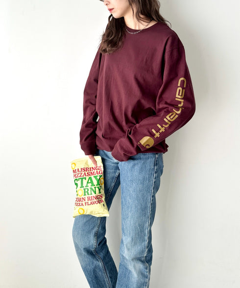 Carhartt(カーハート)/袖ロゴ ロンT USA規格 ルーズフィット ヘビーウェイト 6.75Oz ビッグサイズ オーバーサイズ コットン K231/ LOOSE FIT HEAVYWEIGHT LONG-SLEEVE LOGO SLEEVE GRAPHIC T-SHIRT | IM2233010 | ワインレッド