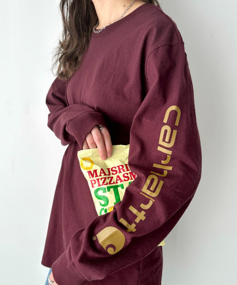 Carhartt(カーハート)/袖ロゴ ロンT USA規格 ルーズフィット ヘビーウェイト 6.75Oz ビッグサイズ オーバーサイズ コットン K231/ LOOSE FIT HEAVYWEIGHT LONG-SLEEVE LOGO SLEEVE GRAPHIC T-SHIRT | IM2233010 | ワインレッド