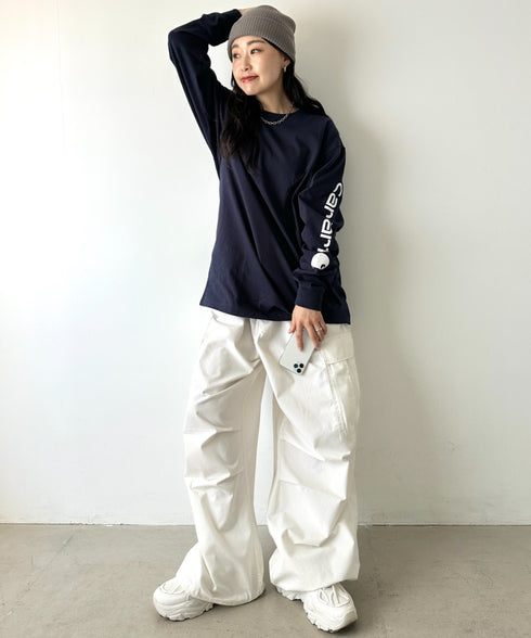 Carhartt(カーハート)/袖ロゴ ロンT USA規格 ルーズフィット ヘビーウェイト 6.75Oz ビッグサイズ オーバーサイズ コットン K231/ LOOSE FIT HEAVYWEIGHT LONG-SLEEVE LOGO SLEEVE GRAPHIC T-SHIRT | IM2233010 | ネイビー