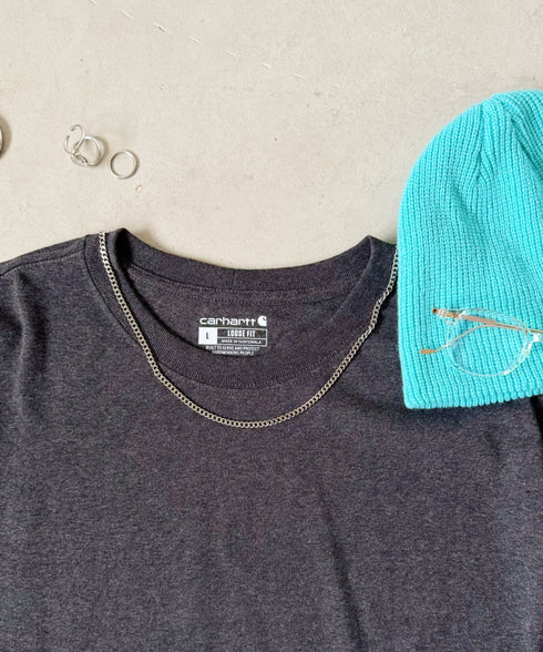 Carhartt(カーハート)/袖ロゴ ロンT USA規格 ルーズフィット ヘビーウェイト 6.75Oz ビッグサイズ オーバーサイズ コットン K231/ LOOSE FIT HEAVYWEIGHT LONG-SLEEVE LOGO SLEEVE GRAPHIC T-SHIRT | IM2233010 | ダークグレー