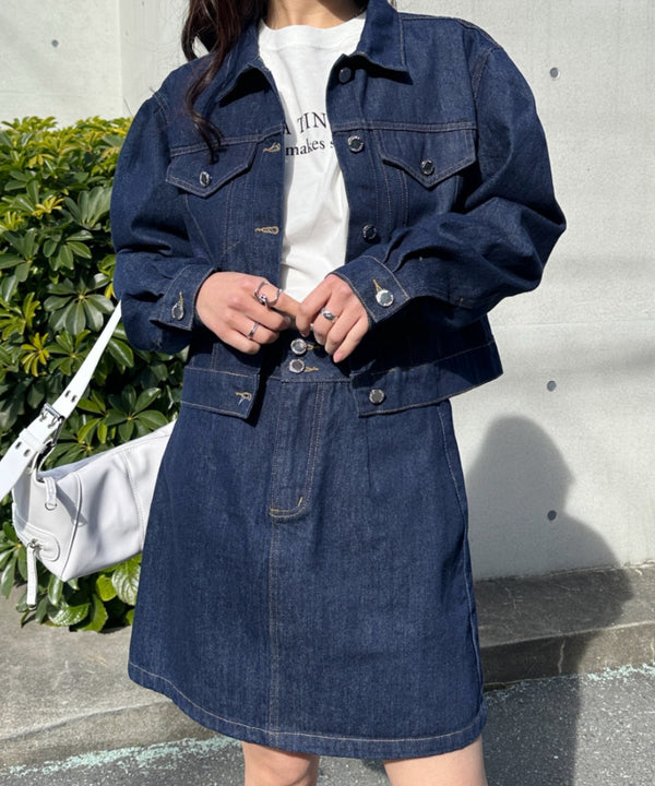 クロップド丈デニムジャケットセットアップ | CL2233073 | ネイビー