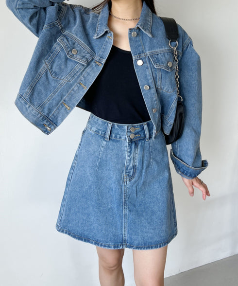 クロップド丈デニムジャケットセットアップ | CL2233073 | ブルー