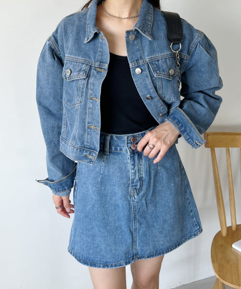 クロップド丈デニムジャケットセットアップ | CL2233073 | ブルー