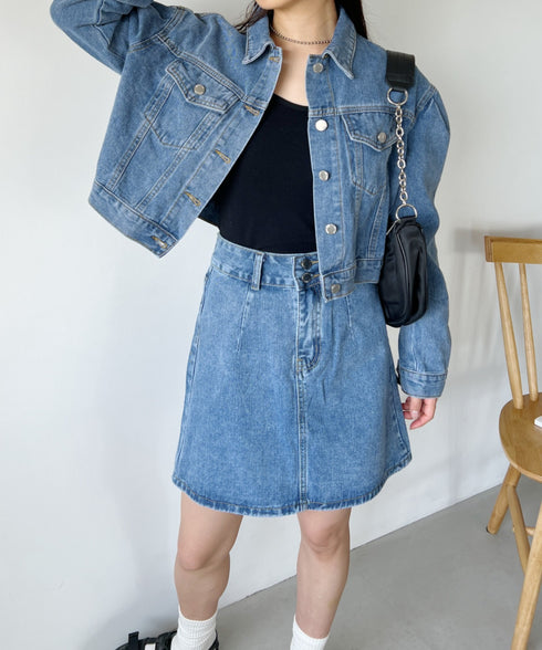 クロップド丈デニムジャケットセットアップ | CL2233073 | ブルー