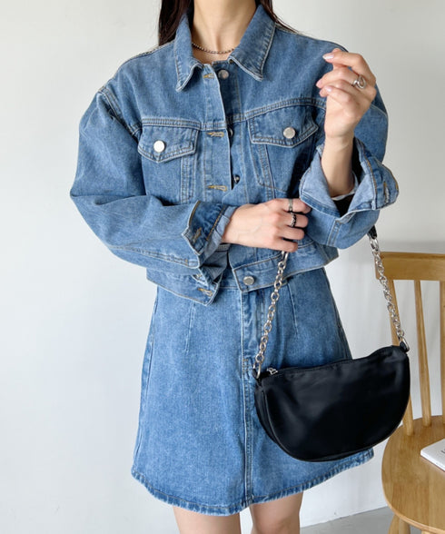 クロップド丈デニムジャケットセットアップ | CL2233073 | ブルー