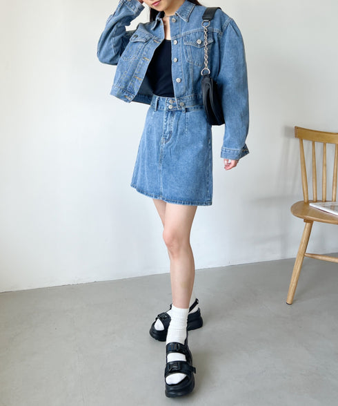 クロップド丈デニムジャケットセットアップ | CL2233073 | ブルー