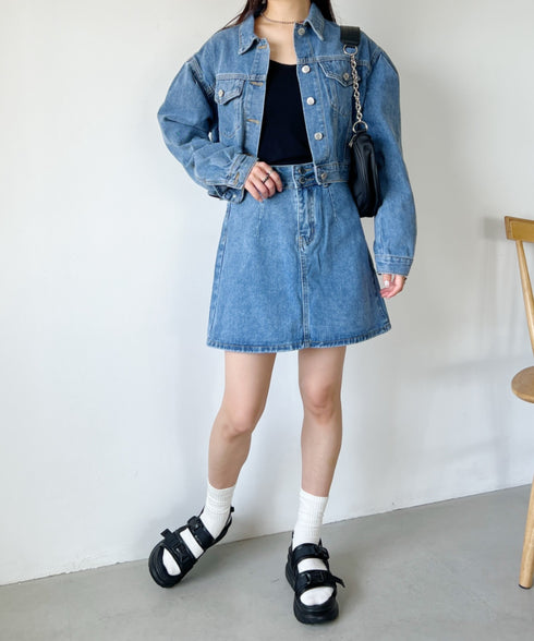 クロップド丈デニムジャケットセットアップ | CL2233073 | ブルー