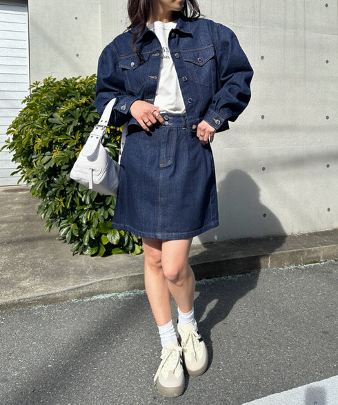 クロップド丈デニムジャケットセットアップ | CL2233073 | ネイビー