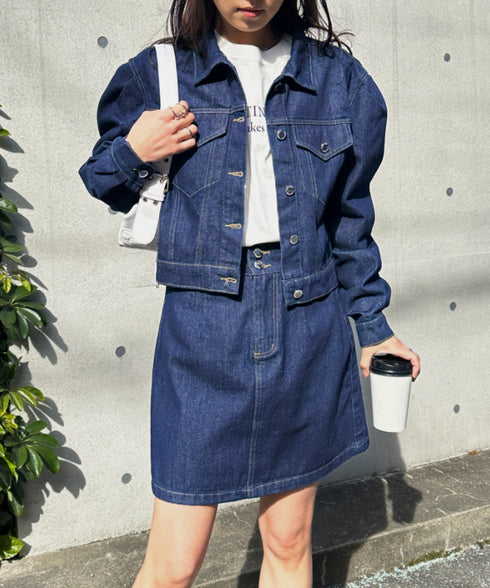 クロップド丈デニムジャケットセットアップ | CL2233073 | ネイビー