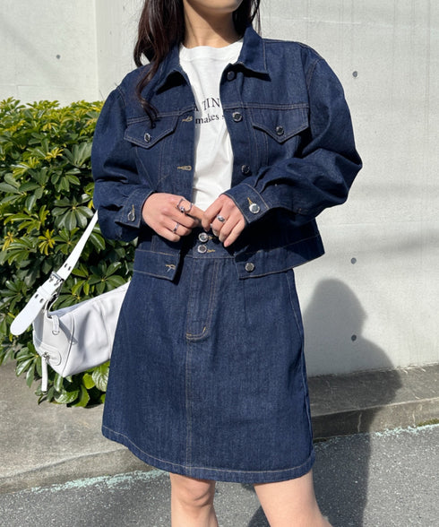 クロップド丈デニムジャケットセットアップ | CL2233073 | ネイビー