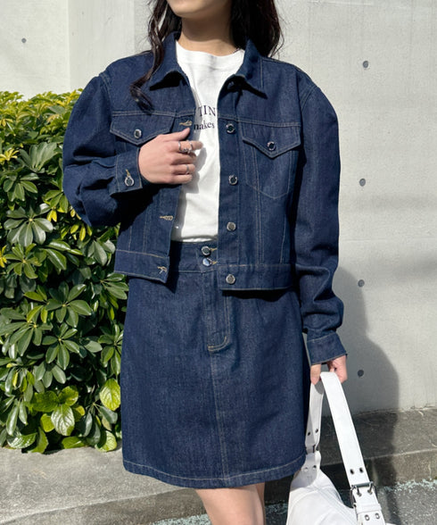 クロップド丈デニムジャケットセットアップ | CL2233073 | ネイビー